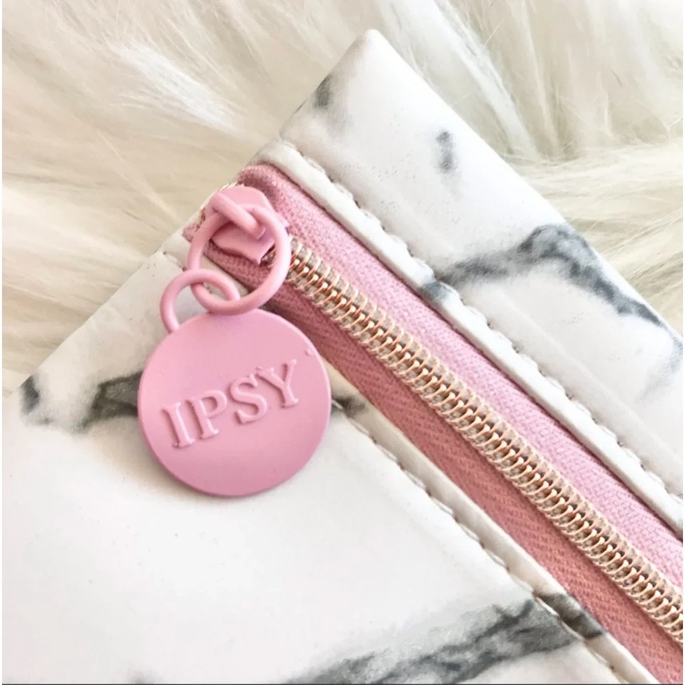 Ipsy Gray Marbled Zip Glam Cosmetic Bag